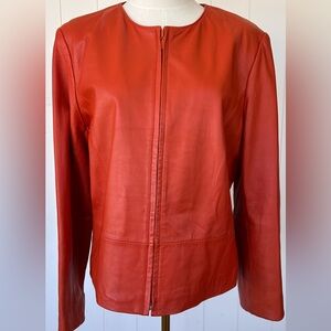 Yvonne Marie Brand Collarless Leather Jacket Zip‎ Front
